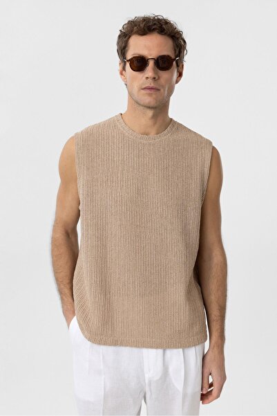 Antioch Beige Textured Men's Tank Top