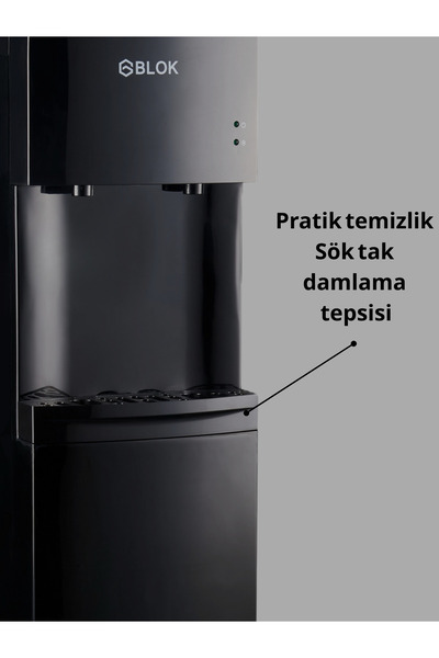 gblok 1119bb Siyah Ilık-Soğuk Paslanmaz Çelik Depolu Su Sebili