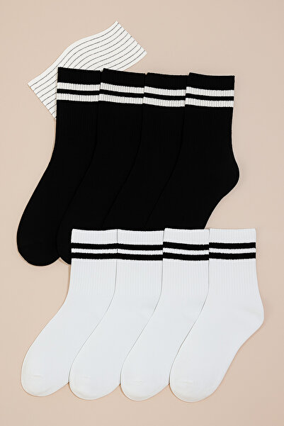 UZN SOCKS Unisex πακέτο 5 τεμαχίων Μαύρες και Λευκές κάλτσες κολεγιακού τύπου...