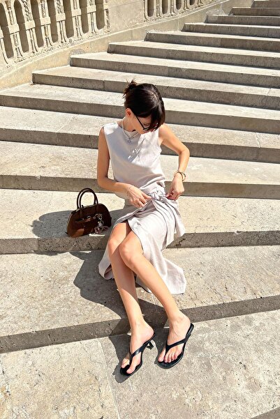 Antioch Beige Linen Blend Women's Blouse