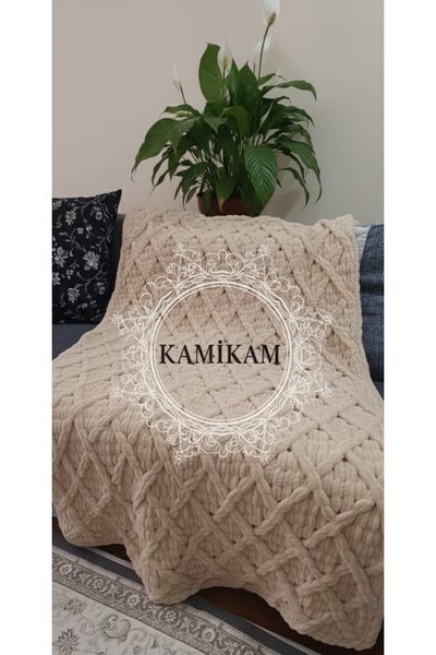 KAMİKAM 100x150 Плюшевий оксамитовий плед для телевізора - м'який, ручної роб...
