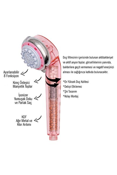 aquafit Filtreli Duş Başlığı 3 Aşamalı %50 Su Tasarruflu