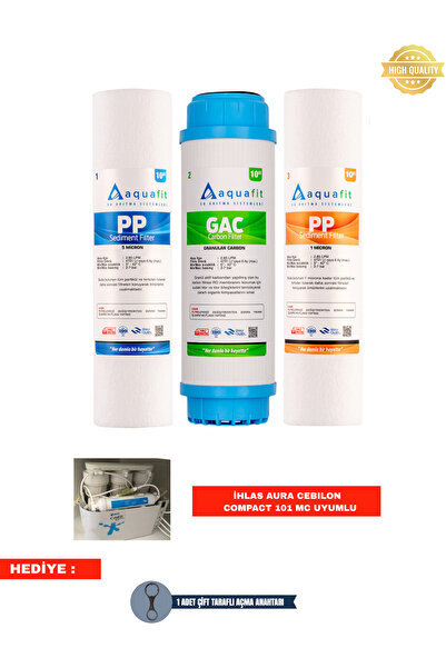 aquafit Su Arıtma Filtresi – Ihlas Aura Cebilon Compact 101 Mc 3’lü Set (silv...