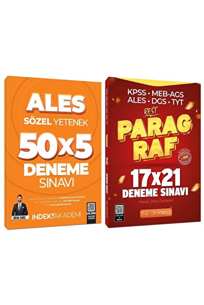 İndeks Akademi İndeks + EVP Akademi ALES Sözel Yetenek + Paragraf 5+21 Deneme 2 li Set - Berk Ekici İndeks + EVP Ak