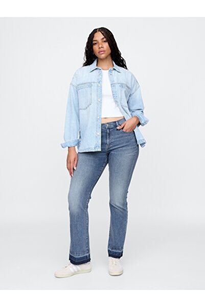 GAP Kadın Açık Mavi Mid Rise Universal Baby Boot Jean Pantolon