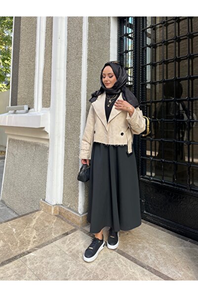 W WARGA Belt Detail Double-Breasted Short Jacket