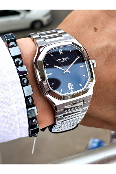 Tom Jones Yeni Sezon Gümüş Renk Çelik Kordon Erkek Kol Saati 3 Atm Su Geçirmez Bileklik Hediyeli