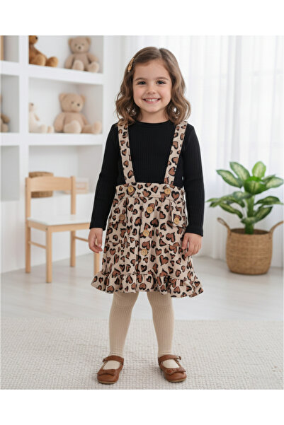 voyyo kids baby Devojčica, leopard print, rebrasta, pripijena, šik haljina