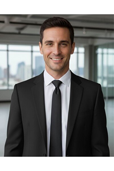 1001 Kravat Black Colored Silk Satin 7.5 cm Wide Men's Tie