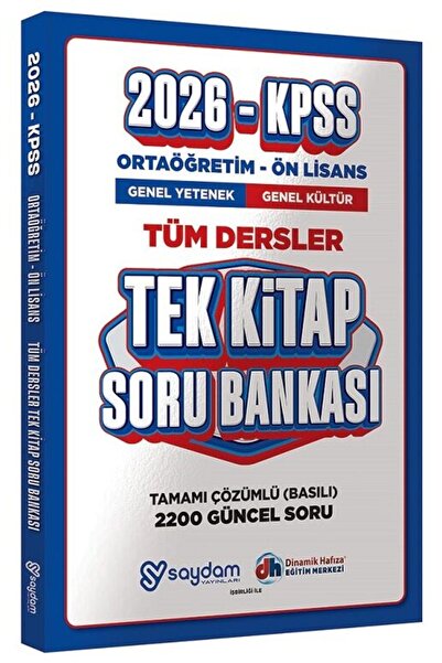 Saydam Yayınları Saydam 2026 KPSS Lise Ortaöğretim Ön Lisans Soru Bankası Tek...