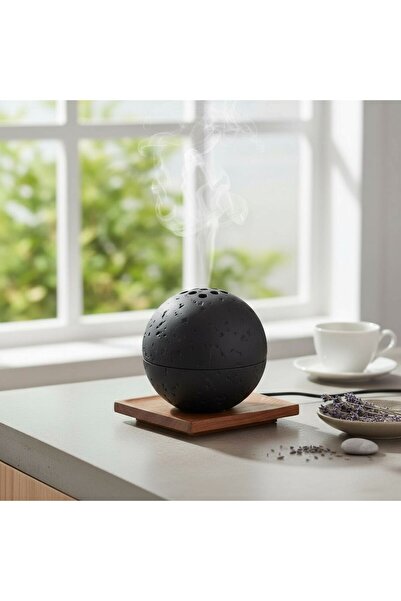 TBATIC مبخرة كروية حجرية أسود (Stone Sphere Incense Burner)