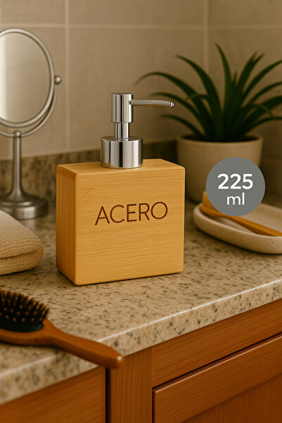 Nesto Home Διανομέας υγρού σαπουνιού Bamboo με ορθογώνια αντλία Chrome