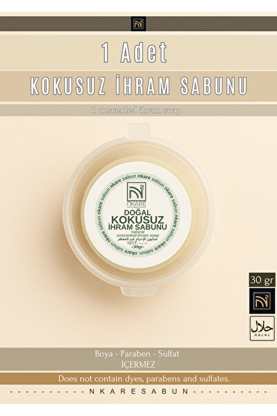 nkare İhram Sabunu - 1 Adet Doğal 30 Gram. Kokusuz, Doğal Ihram Sabunu - Hac Ve Umre Için - Ihram Soap