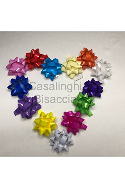 bisaccia مختلط اللون نجمة القوس زخرفة لاصقة معدنية نجمة هدية حزمة زخرفة 20 قطعة