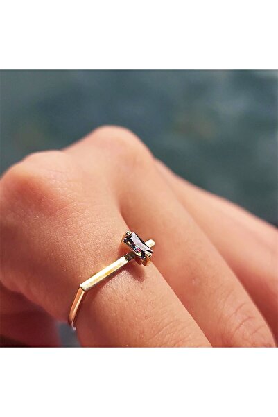 FasekGold Ufuk Çizgisi Şans Totemi İnce Minimal Tasarım Mistik Topaz Taşlı Ba...