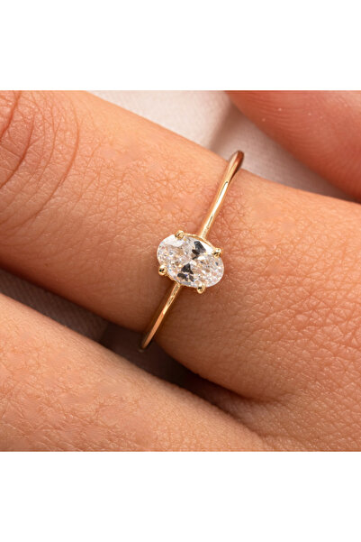 FasekGold Gümüş Yüzük - 0.90 Karat Zirkon Tektaş Evlilik Teklifi 925 Ayar Güm...