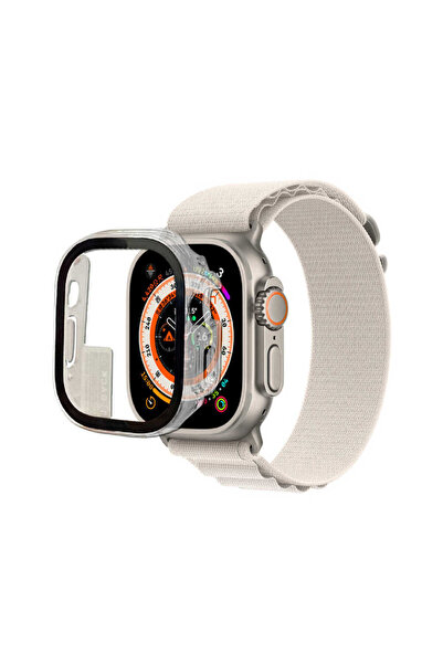 UnDePlus Apple Watch Ultra 1/2/3 49mm Uyumlu Full Kasa Korumalı Ekran Koruyucu
