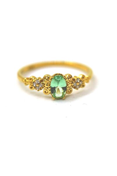FasekGold Carla Green Topaz Evlilik Teklifi Yüzüğü-Vintage Green Topaz Hediye...