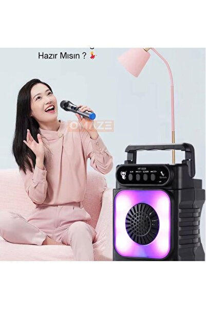ADR Bluetooth Hoparlör Parti Hoparlörü Karaoke Mikrofon Hediyeli Işıklı Ses B...