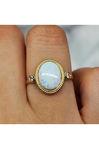 FasekGold Gümüş Yüzük - Vintage Opal Taşlı 925 Ayar Gümüş Yüzük-Otantik Opal ...