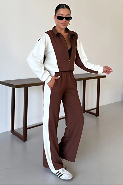 Velista Γυναικείο Σετ Φόρμας από Υφασμάτινο Μοντέλο με Στριγμένες Πλαϊνές Ρίγες