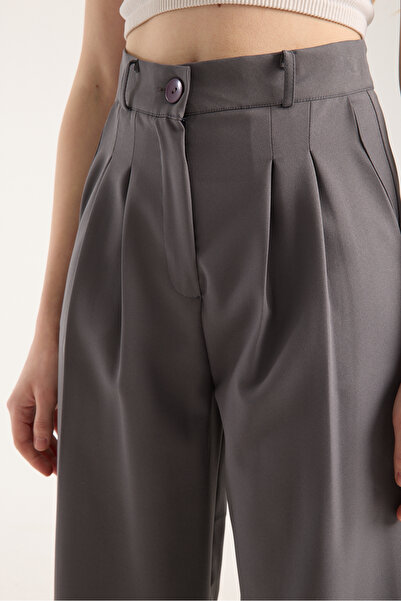 LAVA FASHION Kadın Pileli Kumaş yüksek bel Palazzo Pantolon