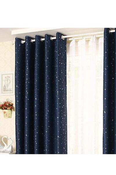 Arabest Star Blackout Curtain Modern Simple Curtain Blackout Curtain Navy Curtain 132*213 cm 2 Pieces