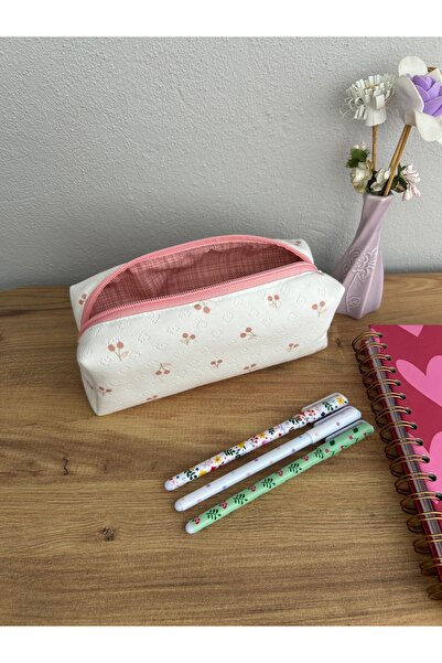 minyaturhayalim Mini kiraz desenli soft fermuarlı kalem kutusu kalemlik astarlıdır yıkanabilir ölçü 20-7-6cm