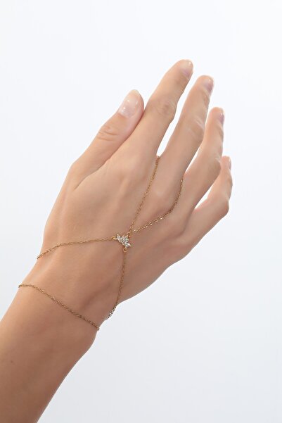 Bijuty Kadın Yarım Çiçek Çelik Şahmeran - Altın Renk - (SÜRPRİZ HEDİYELİ)