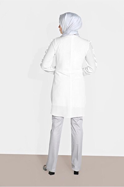 TRENDTESETTÜR Women's Silver Wide Leg Cotton Trousers 7576