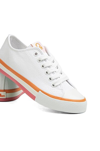 Benetton ®| Bn-90176 - 3374 White Orange - Women's Sports Shoes