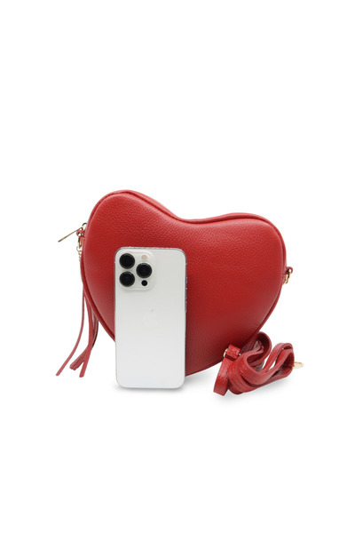 BESSO Red Cuoricione genuine leather shoulder bag
