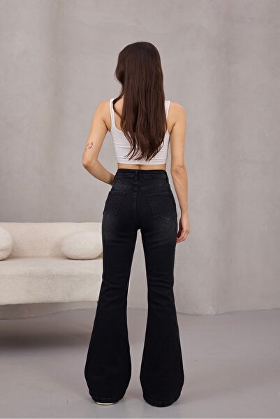 alanora Kadın Yüksek Bel Likralı Ispanyol Paça Jeans