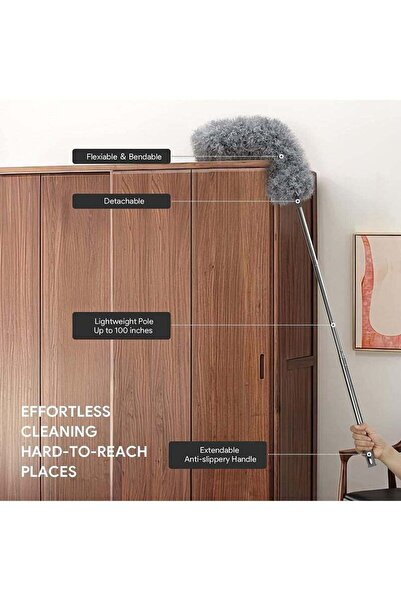 Arabest Professional Extendable Feather Duster Kit (30-100 in) 7pc Reusable Washable