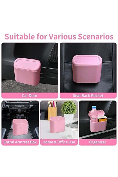 Bukela Car Trash Can Bin with Lid and Trash Bags - Small Leakproof Mini Car Trash Bin (Random colour