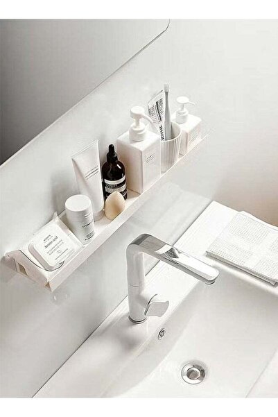 Bukela 2-Piece Adhesive Floating Shelves, White for Bathroom & Kitchen
