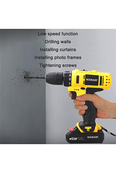 Wemart 48V Cordless Drill Set, 128PCS Electric Drill Tool Kit with 3/8" Metal Keyless Chuck, 18+2 Cl