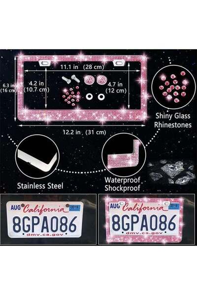 Generic 27-Piece Pink Bling Car Accessory Set for Women, Universal Fit