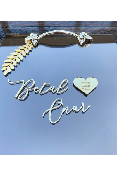 RetroLazer Nişan Tepsisi Pleksi Söz Isimlik El Yazısı A1 GOLD