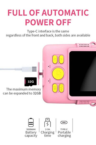 Arabest Kids Instant Print Camera 1080P HD - Pink