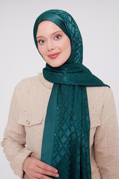 Levidor Emerald Geometric Pattern Deluxe Devore Shawl