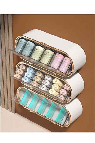 Arabest Drawer Underwear Organizer Divider, Wall Mount 6 Cell Storage Boxes and Acrylic Organizers for Linge