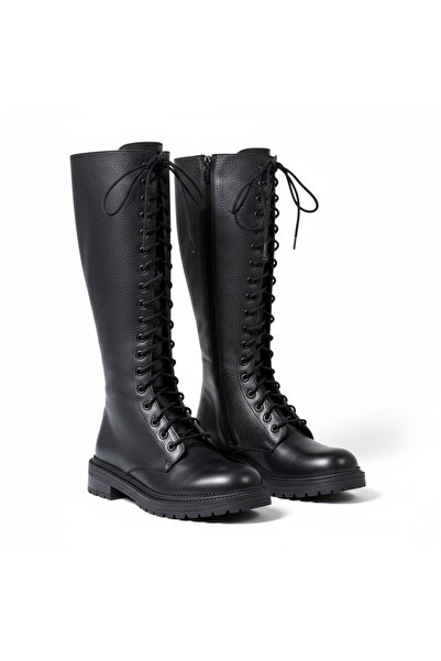 NOVEZA 35-43 Numara Kadın Hakiki Deri Kışlık Uzun Çizme – Kaymaz Taban & Bağcıklı