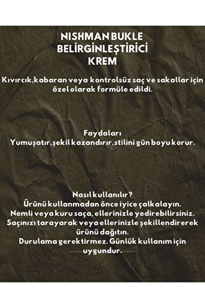NISHMAN BUKLE BELİRGİNLEŞTİRİCİ KREM (CURL CREAM) 200 ML