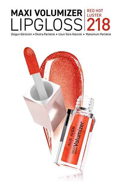 Alix Avien Maxivolumizer Lipgloss 218 - Red Hot Luster - Kalıcı ve Nemlendiri...