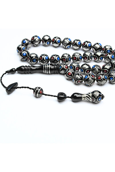 Generic Brand Oltu Stone Drop Watermelon Baklava Embroidered Rosary