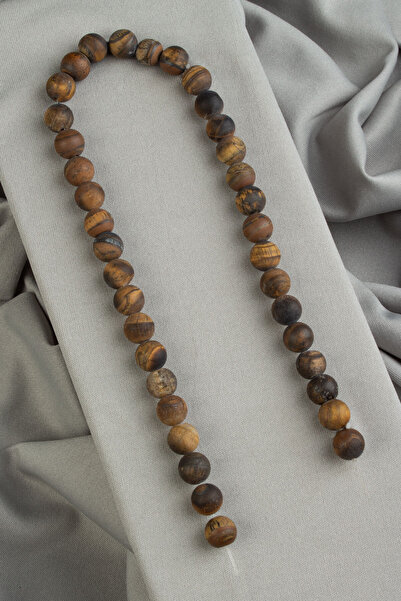 Uçar Doğaltaş Tiger Eye Natural Stone Matte Brown Sphere Cut 10mm Strand [Aa]