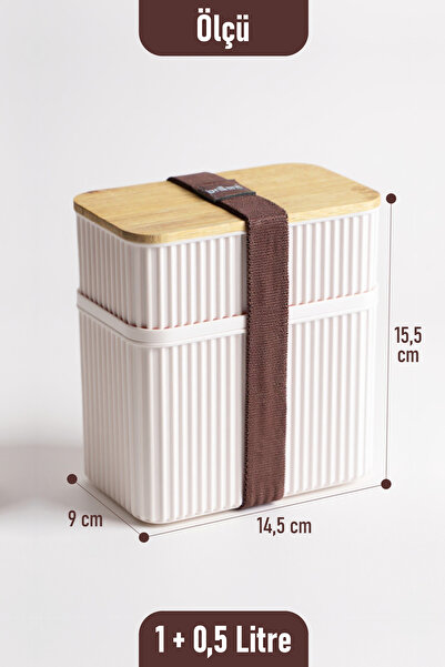 İronika 1+0.5 Lt Food Storage Container with Bamboo Lid, Kitchen Organizer