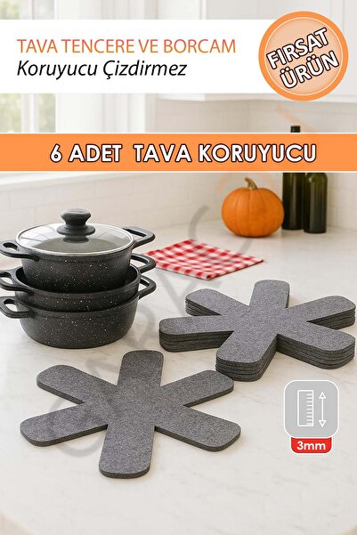 garaccu Tava Tencere ve Borcam Koruyucu Çizdirmez Keçe 6'lı Set 30x30 cm