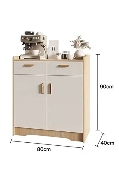 AGD An easy-to-assemble coffee cabinet for the living room and office, in white, with large storage